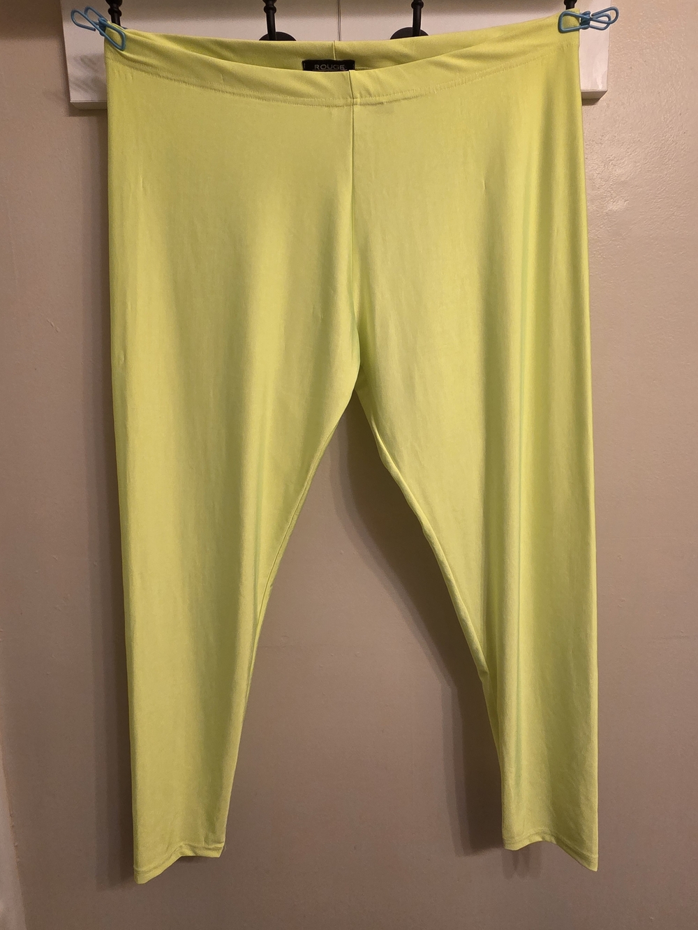 Rouge Collection Neon Yellow Leggings 3X High Waist 80s Y2K Rave Athleisure NWT